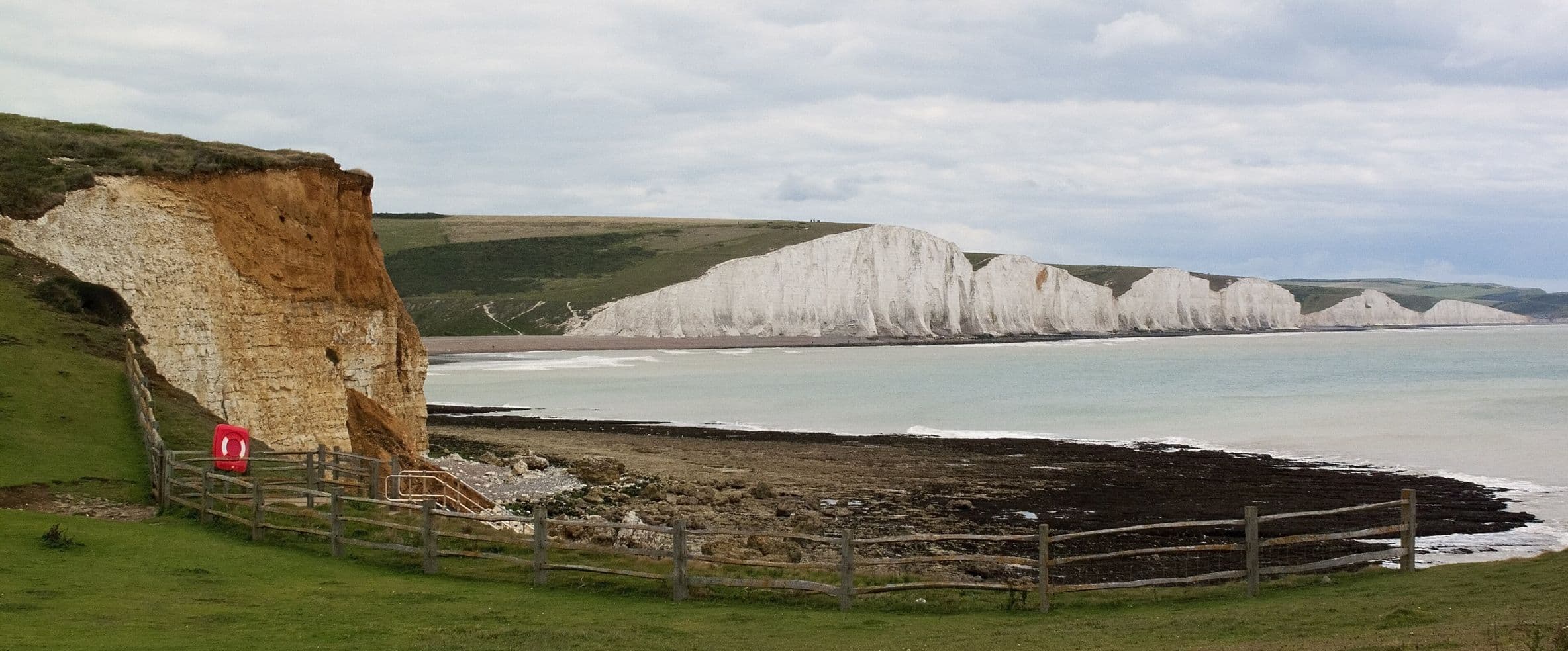 The Seven Sisters chalk cliffs from Cuckmere Haven, South Downs